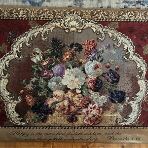 Floral Tapestry with Inspirational Quote